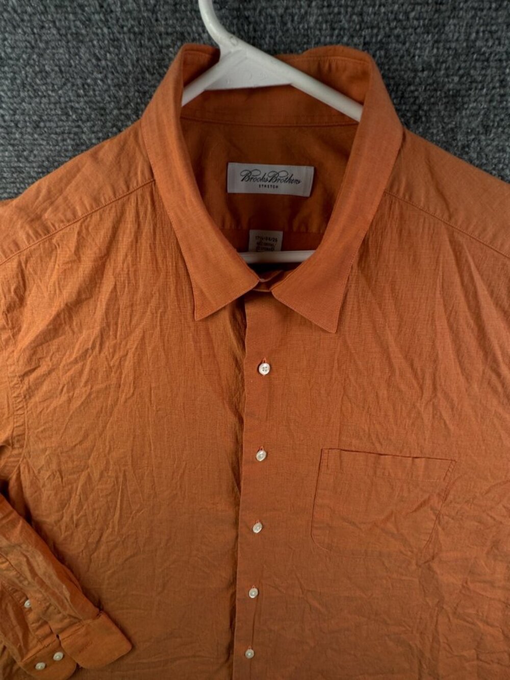 VTG Brooks Brothers Stretch Orange 17.5 34/35 Long Sleeve Button Up Cotton Shirt